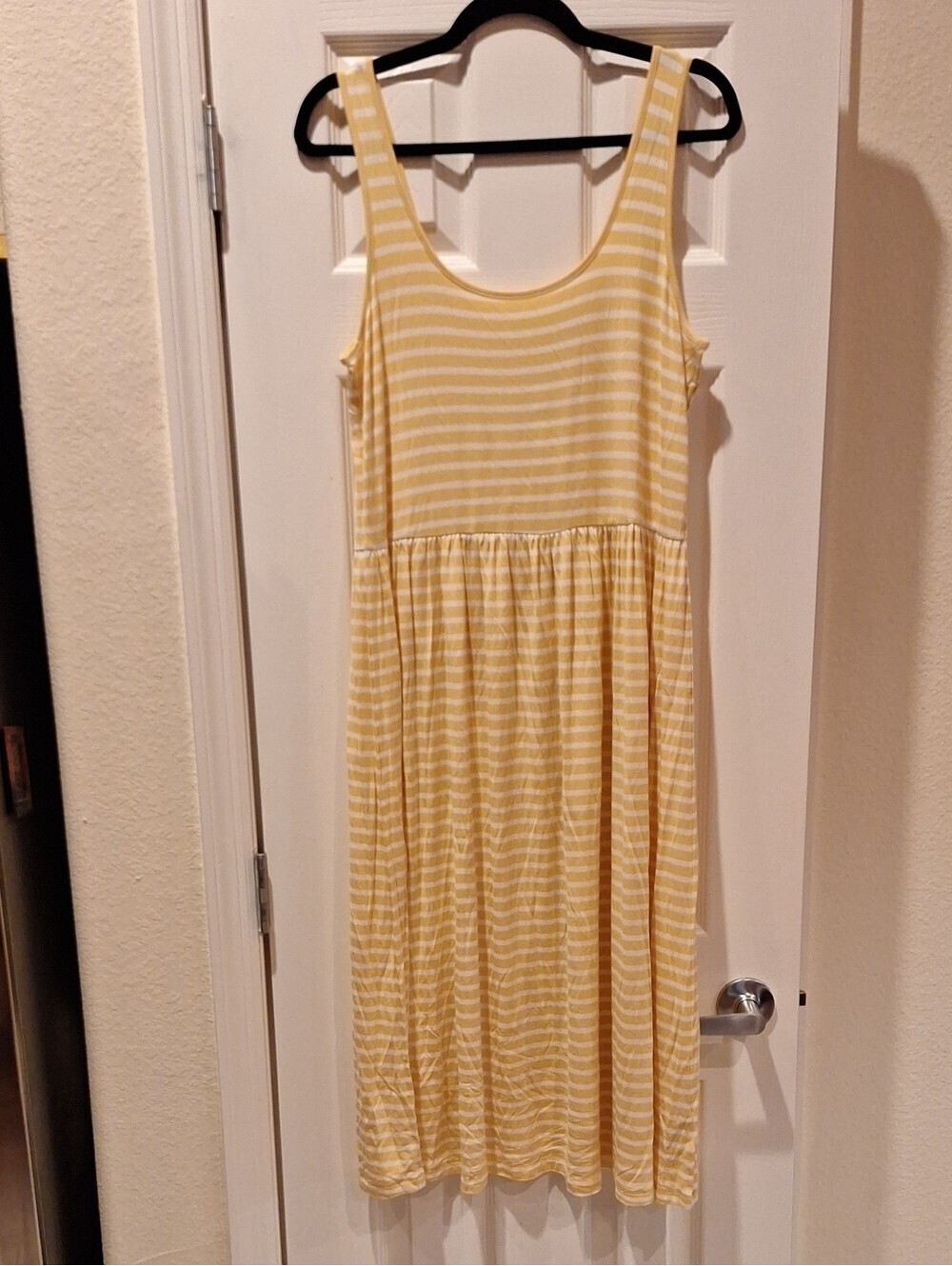 GAP Factory - Sleeveless Yellow and White Striped Midi Dress - Large NWT
